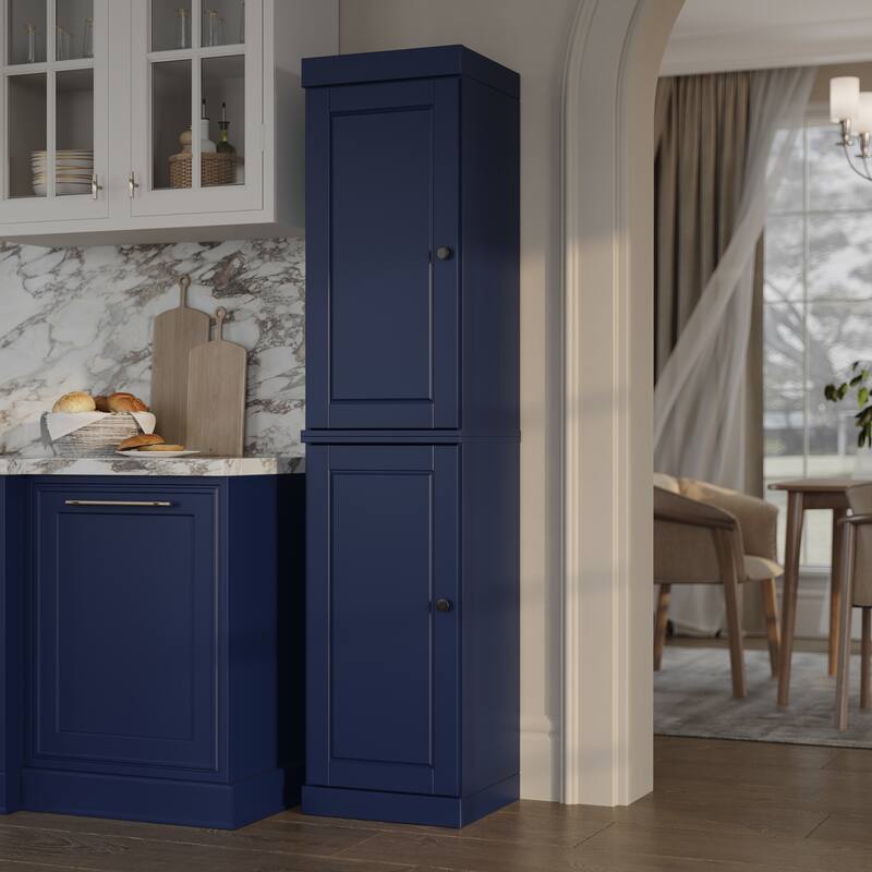 Palace Imports 100% Solid Wood Pantry Cabinet, Adjustable Shelves, 16.5" Wide, 71.5" Tall - Navy