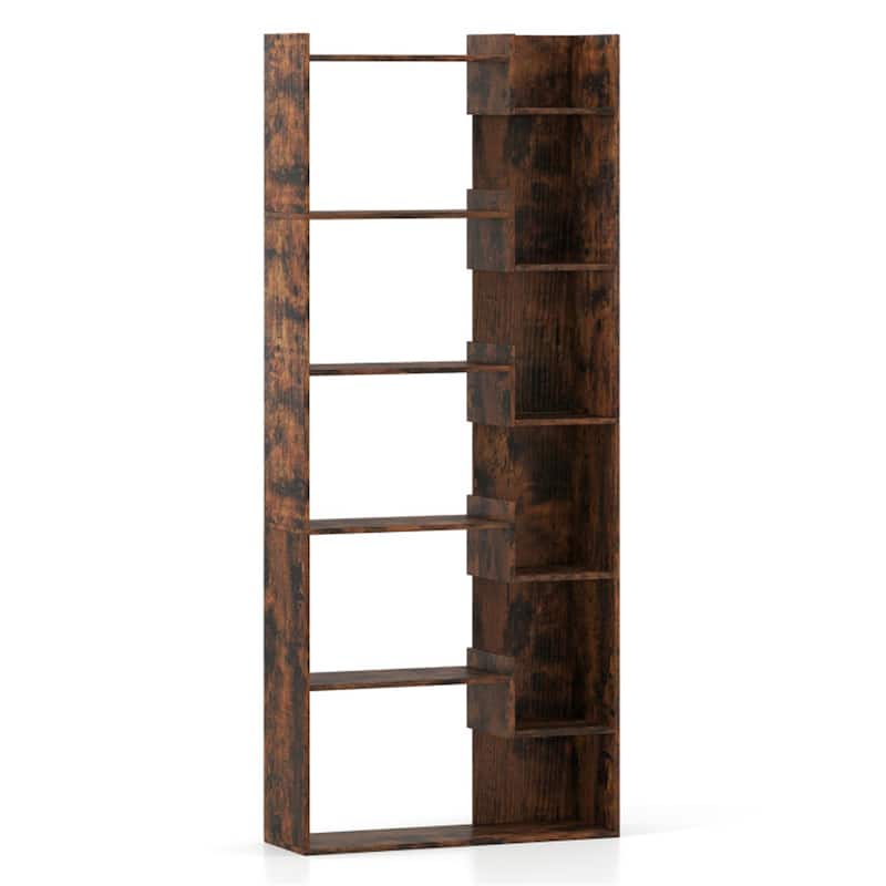 64" Tall Engineered Wood Storage Organizer Bookcase for Living Room or Bedroom - 27"L x 9"W x 64"H