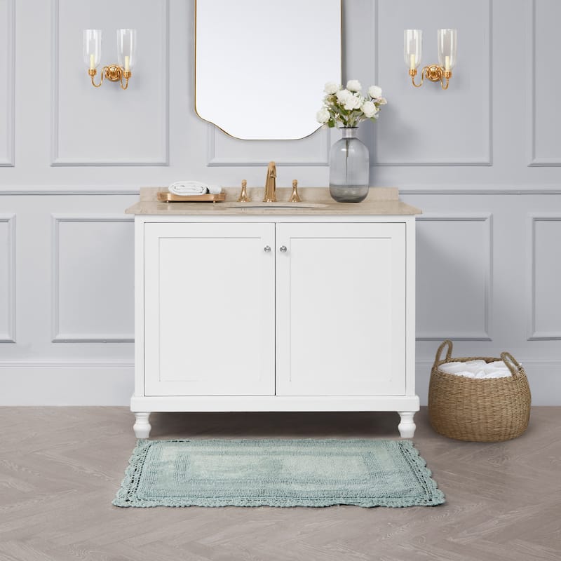 Laura Ashley Reversible Cotton Crochet Bath Rug