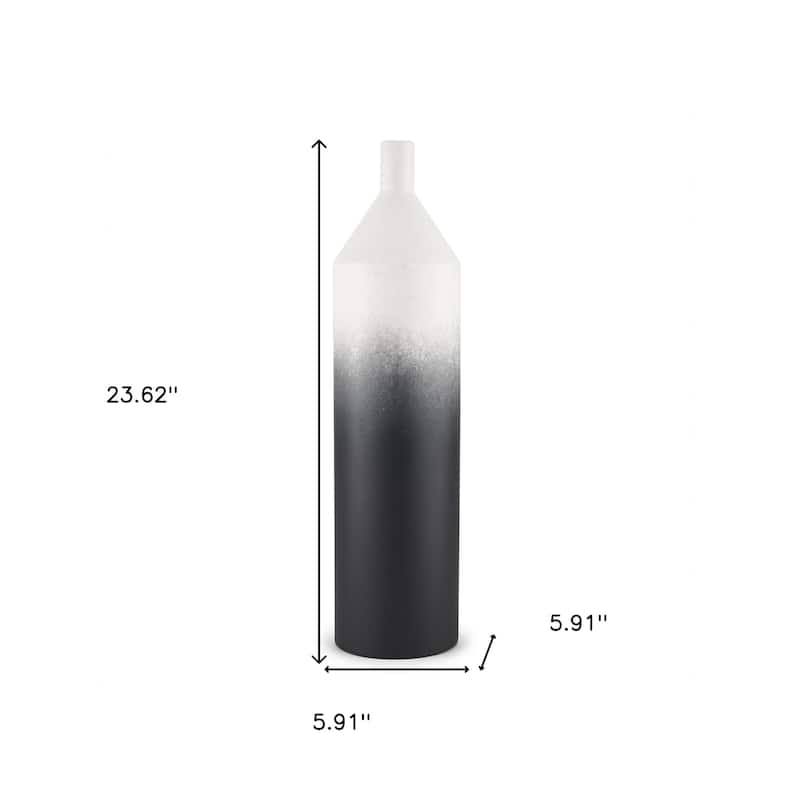 24" Black And White Ombre Metal Table Vase - 5.91