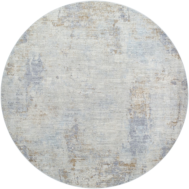 Livabliss Industrial Avant Garde Abstract Area Rug - 6'7" x 6'7" Round - Grey/Brown