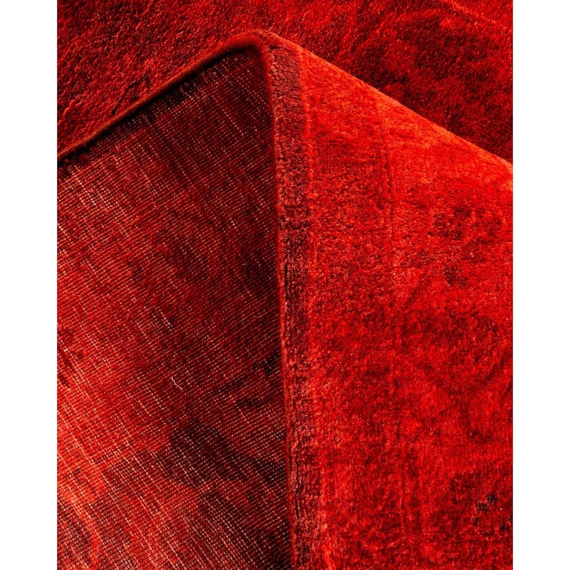 Overton Hand Knotted Wool Vintage Inspired Modern Contemporary Overdyed Red Runner Rug - 3' 1" x 15' 7"