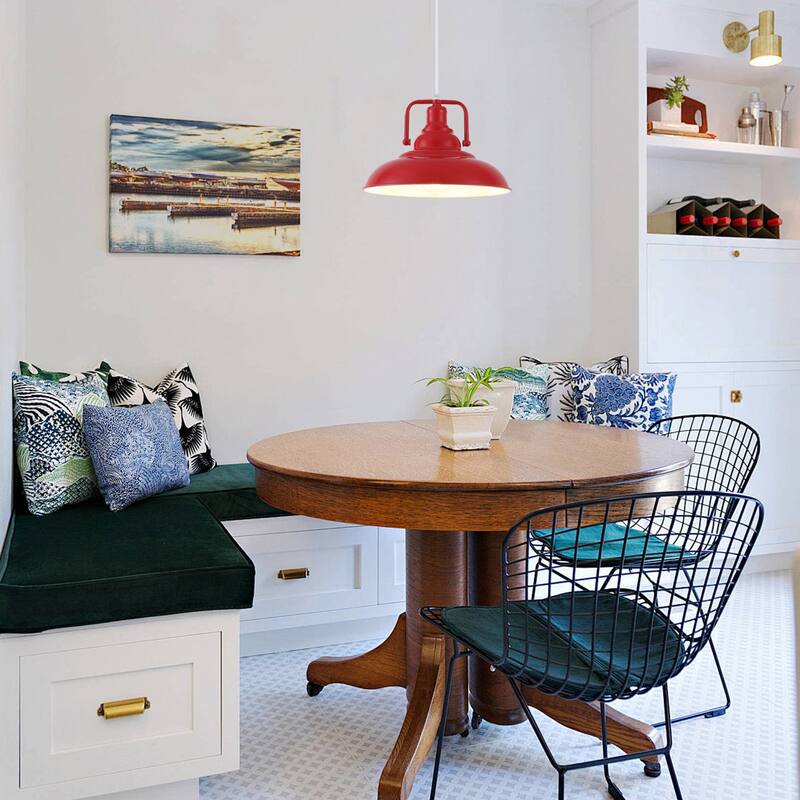 1-Light Rustic Hanging Kitchen Pendant Light Island Ceiling Light with Metal Shade for Dining Room