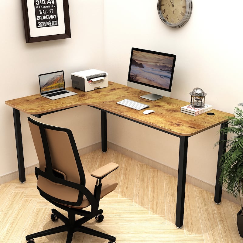 Eureka 60" Industrial Writing Desk Large L-Shaped Corner Computer Desk