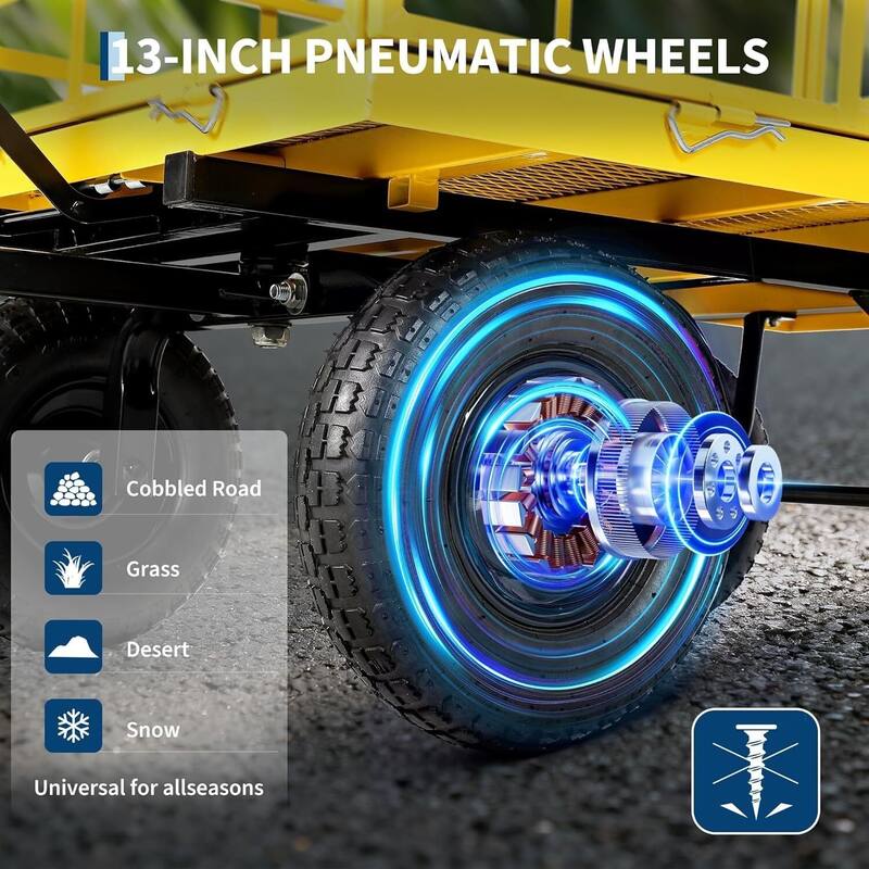 Heavy Duty 3-in-1 Yard Garden Wagon Cart with Removable Side Panels for Outdoor Lawn, Yard, 1500 LB Load