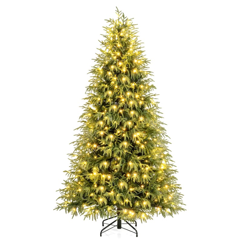 Gymax 7 FT Outdoor Artificial Christmas Tree w/ 1217 Branch Tips 400 - Green - 7 Foot
