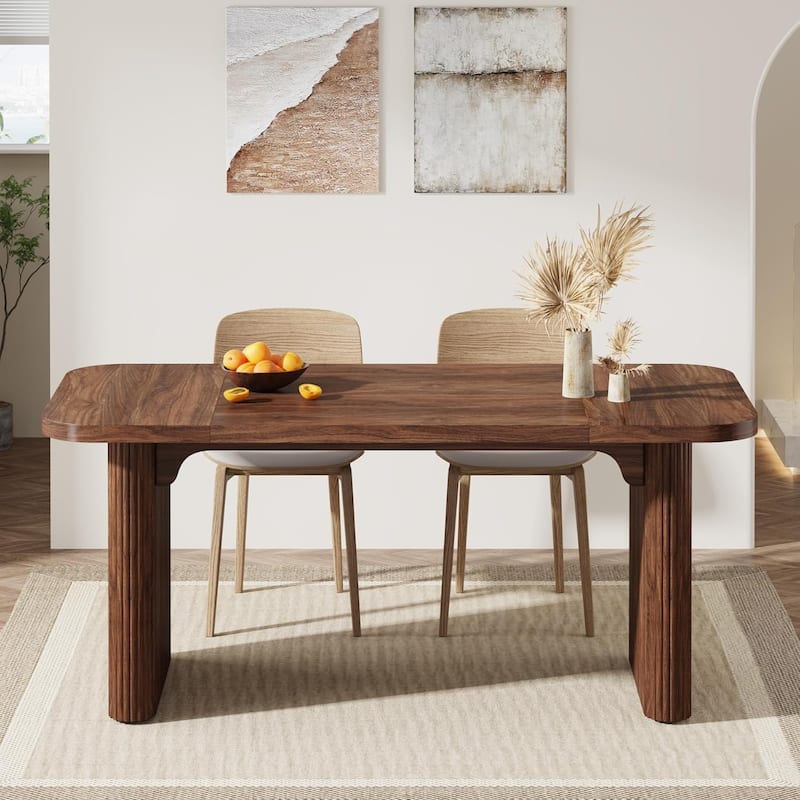 62-Inch Wood Dining Table for 4-6 People Modern Rectangular Kitchen Table for Dining Room Living Room