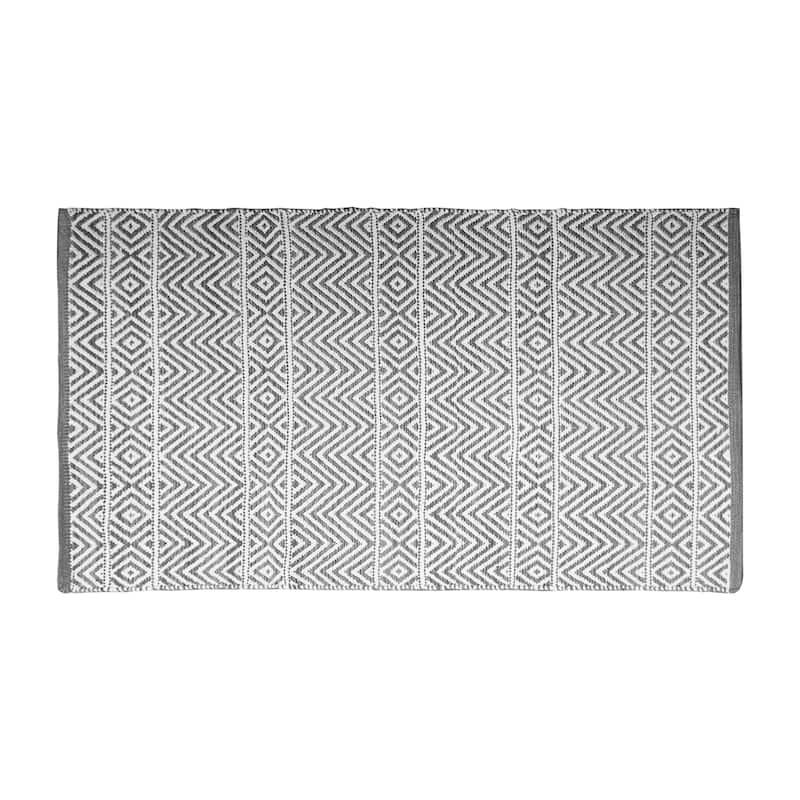 Fabstyles Herringbone Flatweave Cotton Area Rag Rug for Living Room - 26x48 - Grey