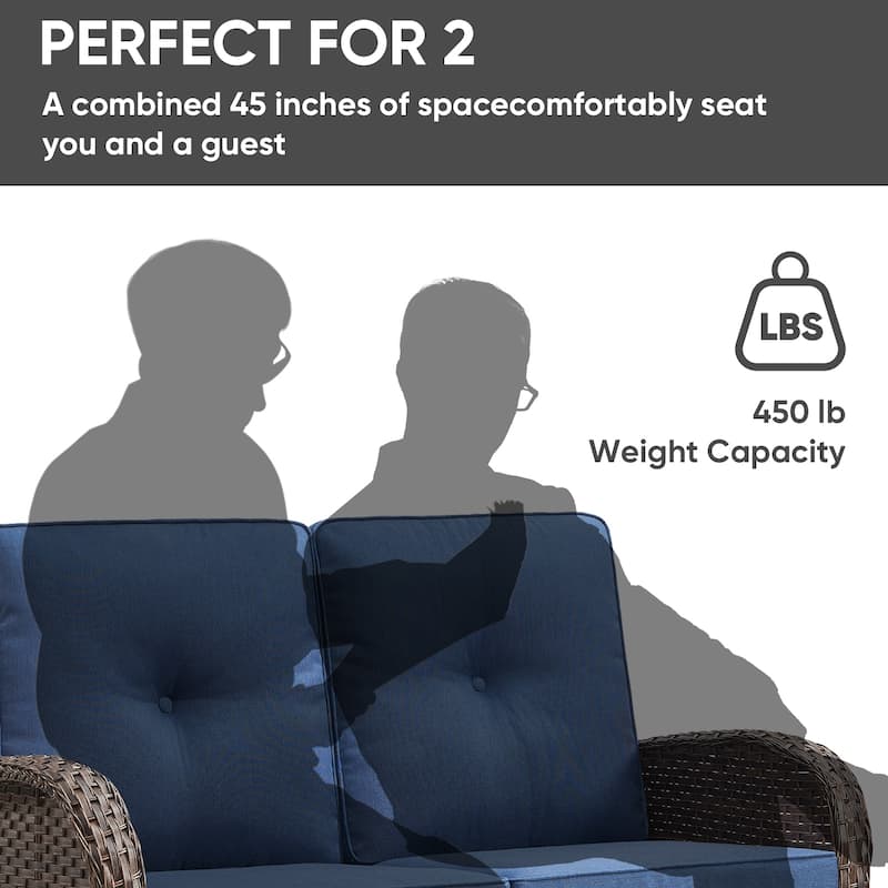 Outdoor Patio Loveseat Sofa with Coffee Table