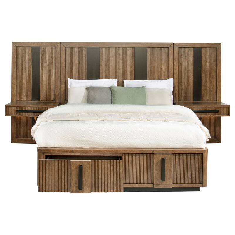 Terrace Wall Panel Storage Bed Ash Brown