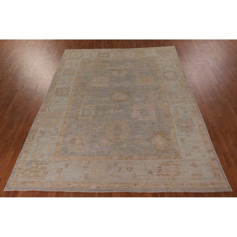 Oushak Vegetable Dye Area Rug Hand-Knotted Wool Carpet - 8'0" x 9'10"