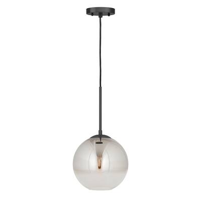 Callisto 1-Light Black Pendant with Chrome Ombre Globe Glass Shade