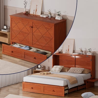 Mixoy Murphy Bed Chest with Mattress and Storage