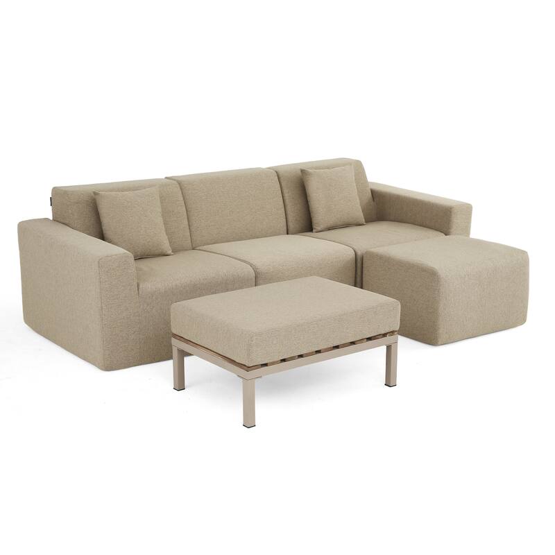 Outdoor No Assembly Patio Conversation Sets with Coffee Table, Ottoman