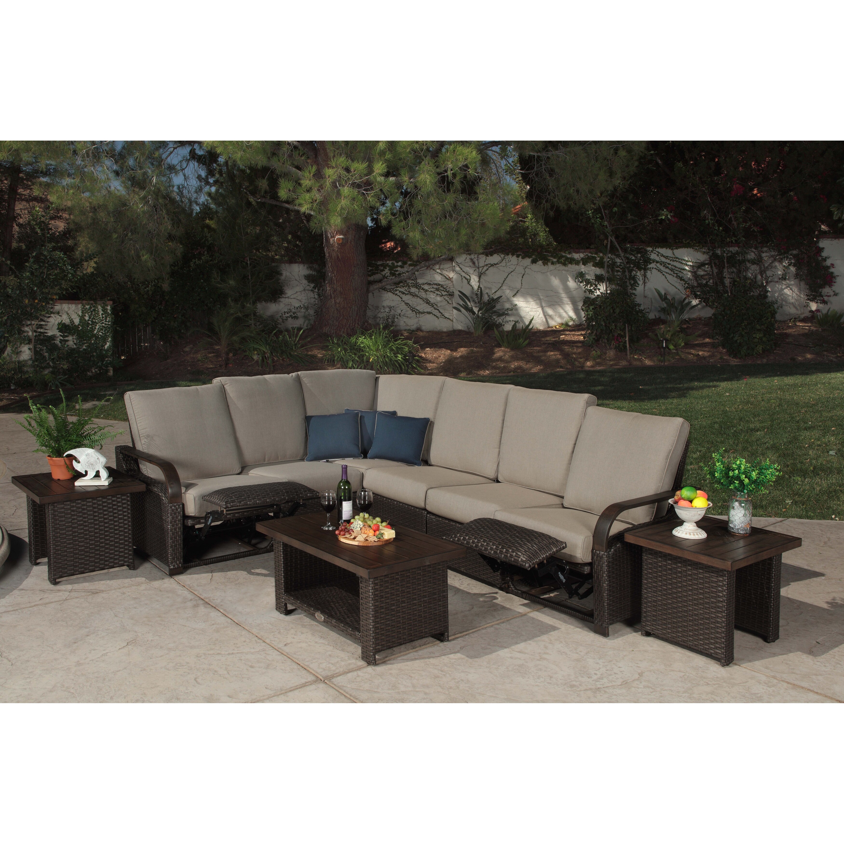 Shop Black Friday Deals On Barcalounger Outdoor Living Palm Grove 5 Seater Reclining Sectional Sofa Overstock 31849753
