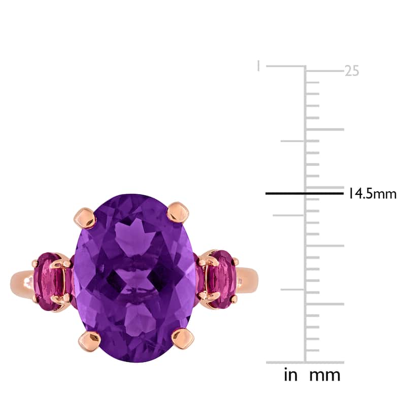 Miadora 6ct TGW Amethsyt and Rhodolite Ring in Rose Plated Sterling Silver