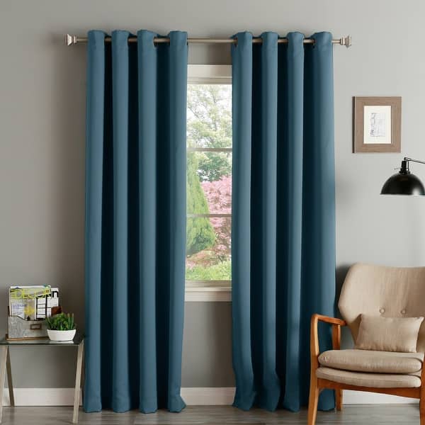 slide 8 of 19, Aurora Home Thermal Insulated Blackout Grommet Top Curtain Panel Pair 52" W X 63" L - Indigo