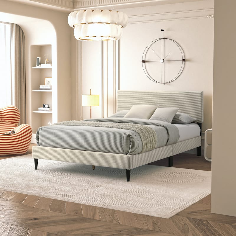 Bayson Wood Frame Queen Platform Bed With Headboard