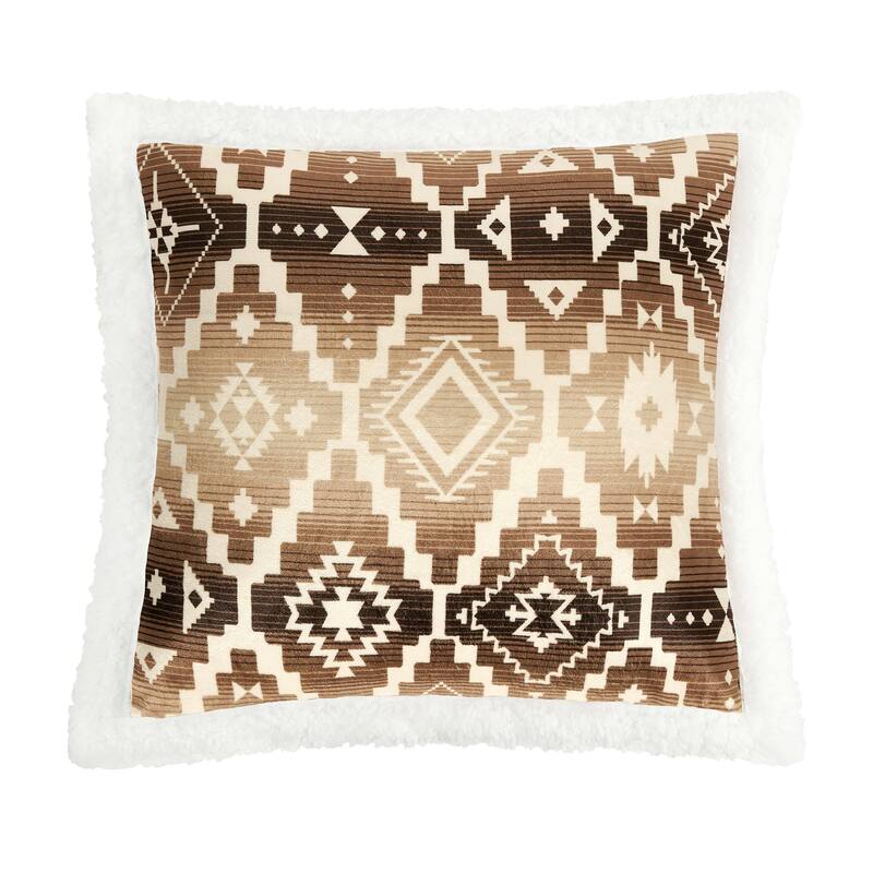 Indigo Hill by HiEnd Accents Campfire Sherpa Fleece Decorative Pillow, 18"x18"