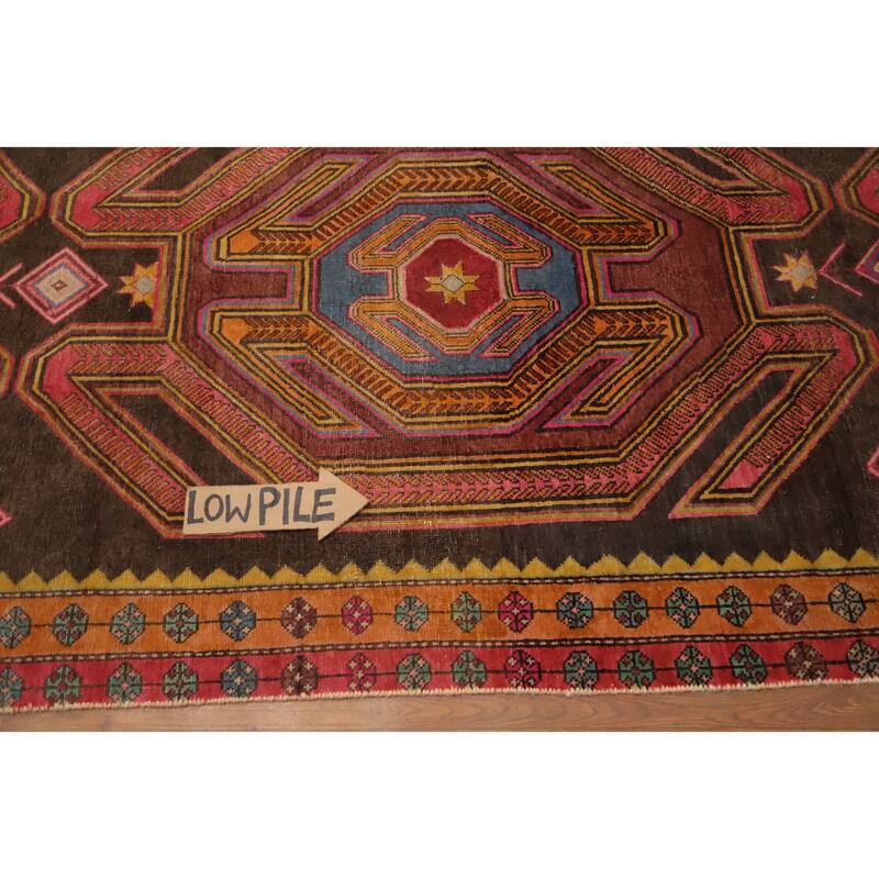Hand Knotted Oriental 100% Wool Carpet Traditional Tribal Brown Ardebil Runner Rug - 9' 5'' X 3' 10''