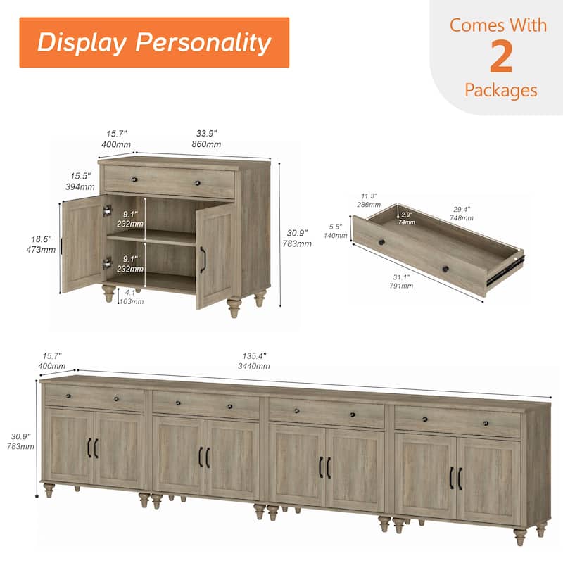 Farmhouse TV Stand for 75 inch TV, TV Console with Storage