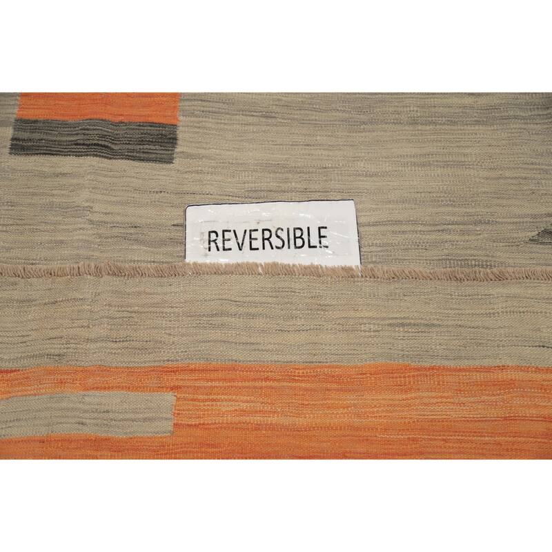 Hand Woven Oriental 100% Wool Carpet Southwestern Modern Greys & Charcoal Kilim Area Rug - 9' 7'' X 8' 4''
