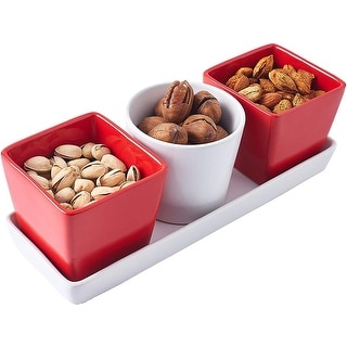 Set of 3 Ceramic Snack Nut Dip Serving Dish Bowl Design 1