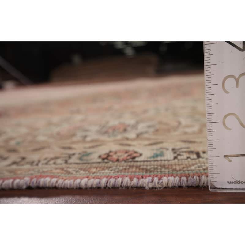 Pink Tabriz Vintage Persian Rug Hand-Knotted Traditional Wool Carpet - 6'6" x 9'11"