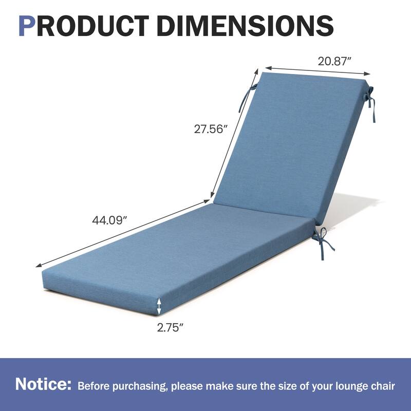 Outdoor Patio Chaise Lounge Cushion with Sunbrella