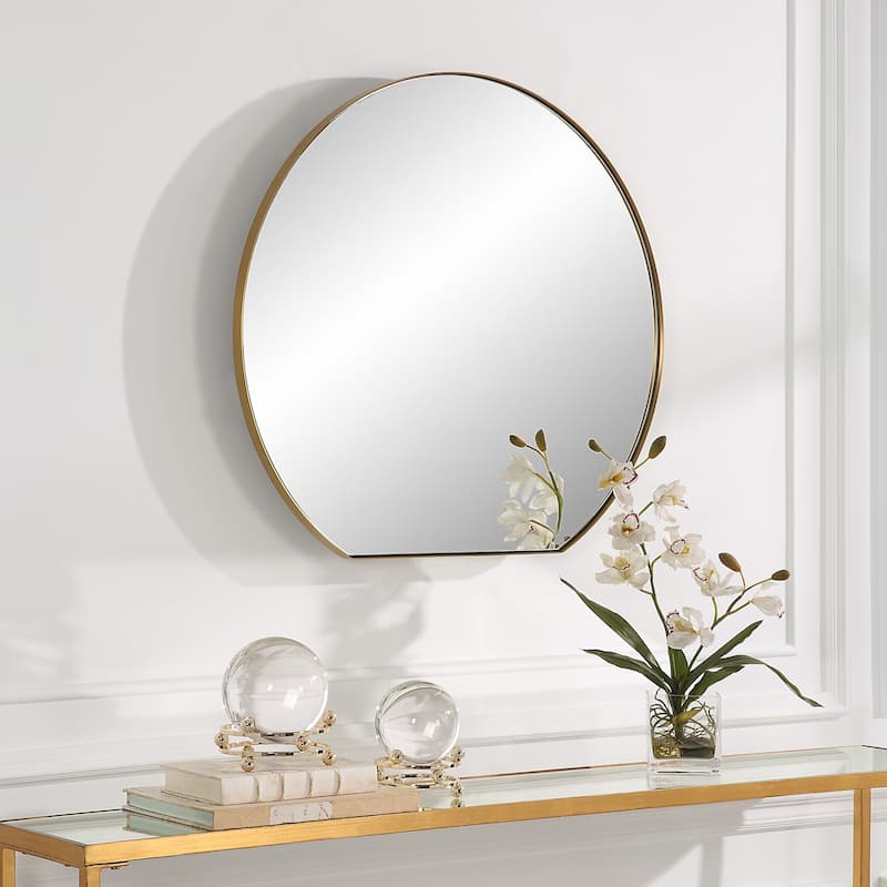 Stainless Steel Framed Wall Mirror - 30" - Brass Finish