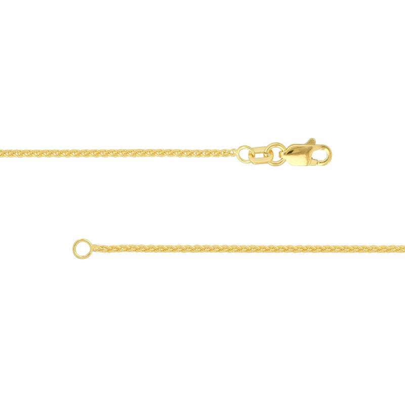 Curata 14k Yellow Gold 1.25mm Round Wheat Chain Necklace (Lobster)