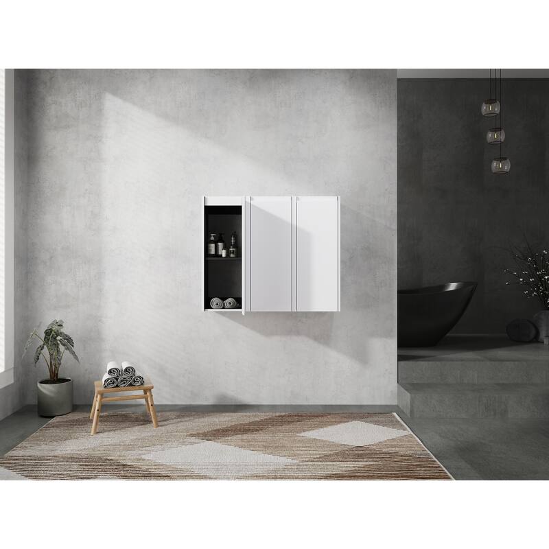 12" Bathroom Side Cabinet, 3-Soft Close Doors, Float Mounting Design