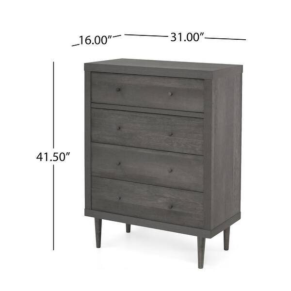 dimension image slide 3 of 4, Nystrom Mid Century Modern 4 Drawer Dresser by Christopher Knight Home