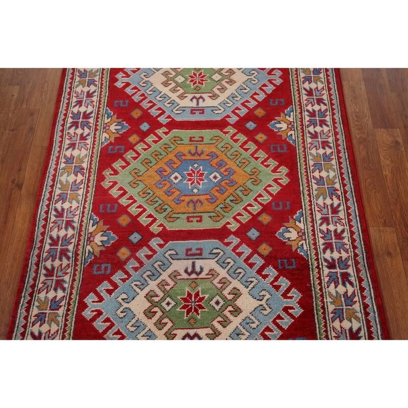 Kazak Oriental Accent Rug Handmade Traditional Foyer Wool Carpet - 3'2" x 5'1"