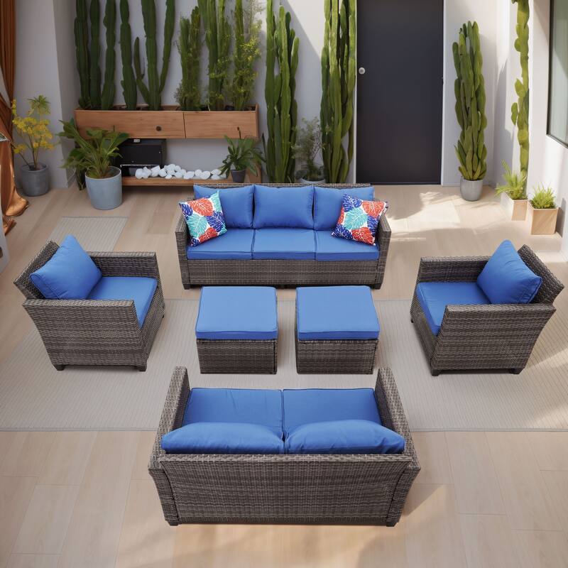 Ainfox Outdoor Patio Sofa Set Sectional Wicker Sofa Patio Furniture Rattan sofa
