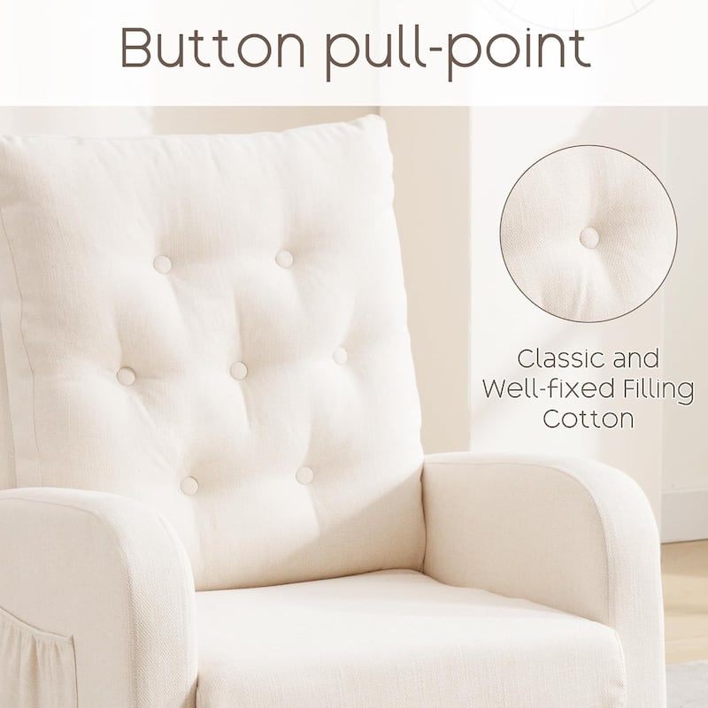 HOMYKA Swivel Rocking Upholstered Armchair Nursery Glider Linen Accent Chairs