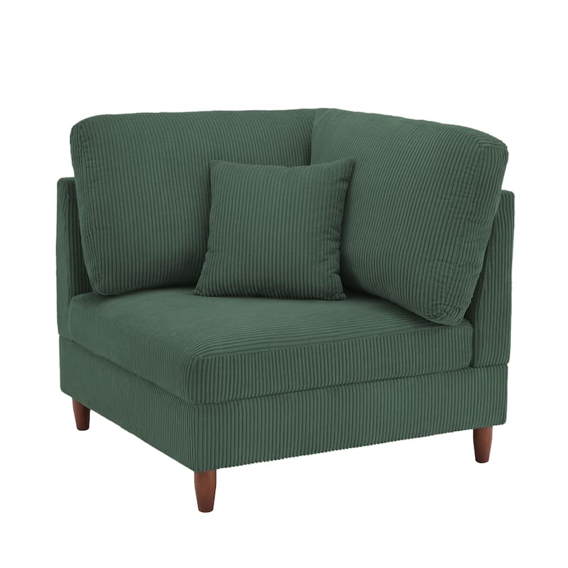 Corduroy Accent Chair with Ottoman Modular Couch Sectional Sofa