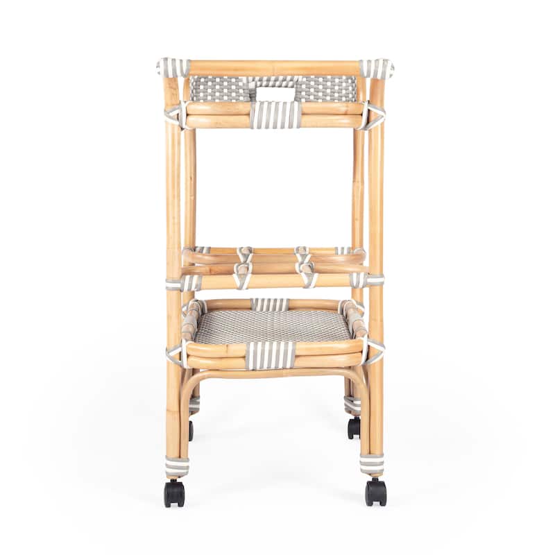 Butler Selena Blue & White Rattan Bar Cart