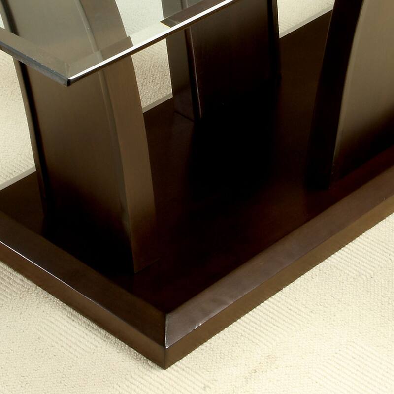 Furniture of America Bind Contemporary Cherry 72-inch Glass Top Dining Table