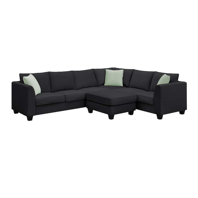 112" L-Shaped 7-Seat Modular Sofa with Ottoman