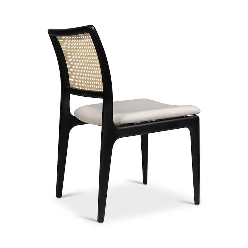 Modern Brazilian - Charlotte - Cane Side Chair - Medley Ivory Seat - Ebano Frame - Natural Cane Webbing