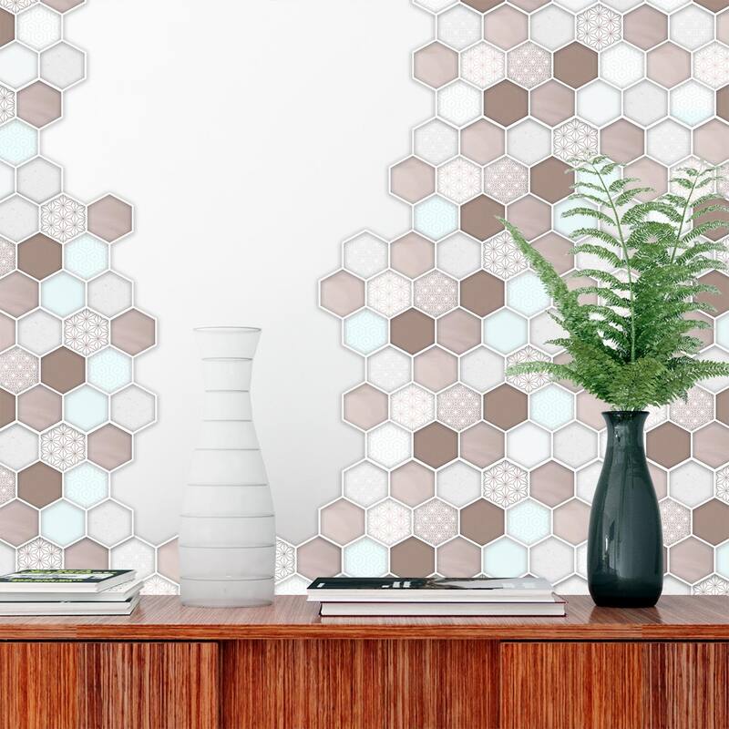 Walplus Honey Hexagon Glossy Peel and Stick Backsplash 11.8"x6" 12pcs