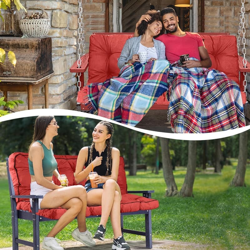 Porch Swing Replacement Cushion, 55in Outdoor Bench Cushions with Backrest , 3 Seat Patio Furniture Garden Loveseat Glider Pad