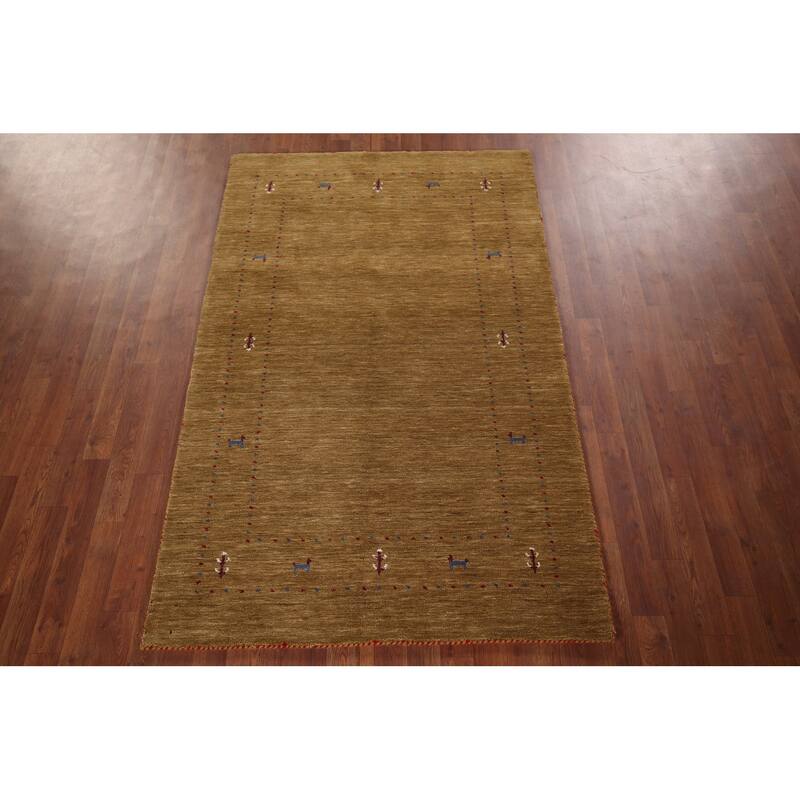 Little Animals Tribal Gabbeh Oriental Accent Rug Handmade Wool Carpet - 3'11"x 6'4"