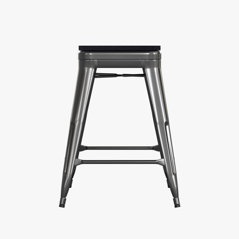 Indoor/Outdoor Backless Counter Stool with Poly Resin Seat