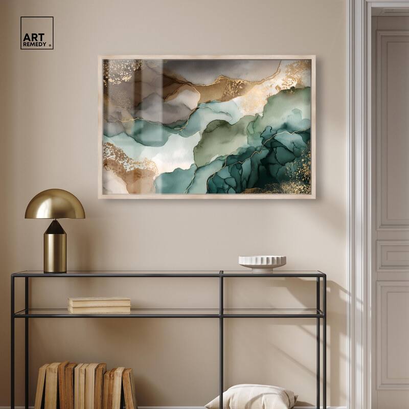 Golden Estuary I Shadowbox by Art Remedy