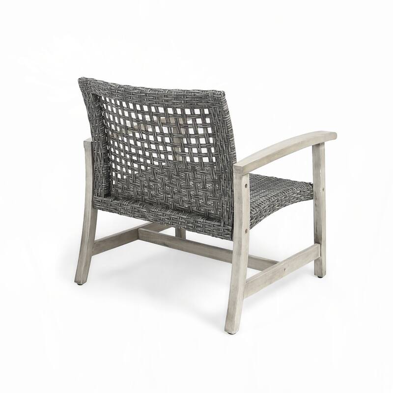 WOOD and WICKER CLUB CHAIR (Set of 2)