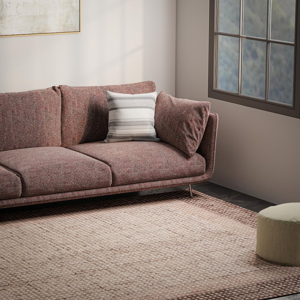 Alora Decor Slate Hand Tufted Transitional Brown Border Rug