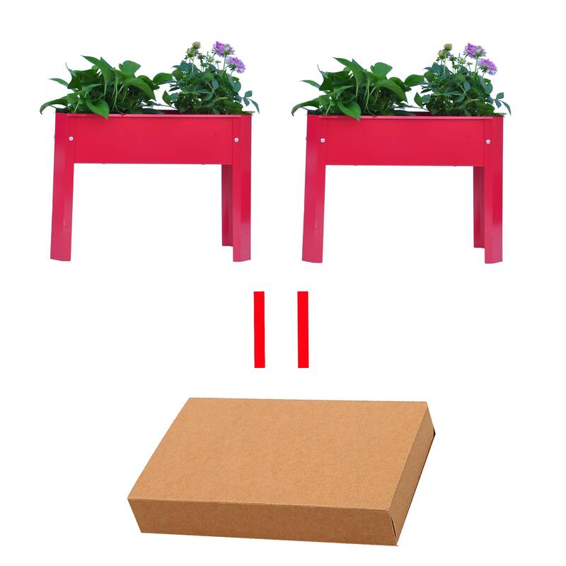 Countryside Style Garden Bed with Metal Elevated 3 Diversion Funnels, for Backyard Patio Flower Herb - 8' x 10'