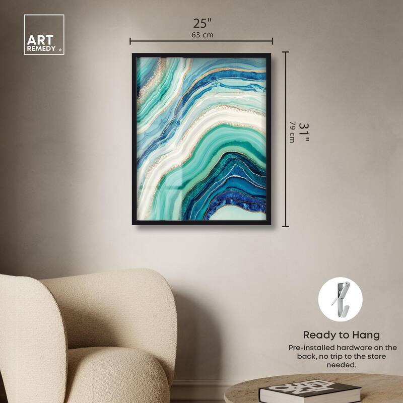 Blue Green Abstract Agate I Shadowbox by Art Remedy